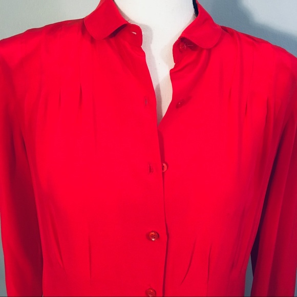 Vintage Hovland Swanson Red Silk Tunic Dress - Picture 8 of 14